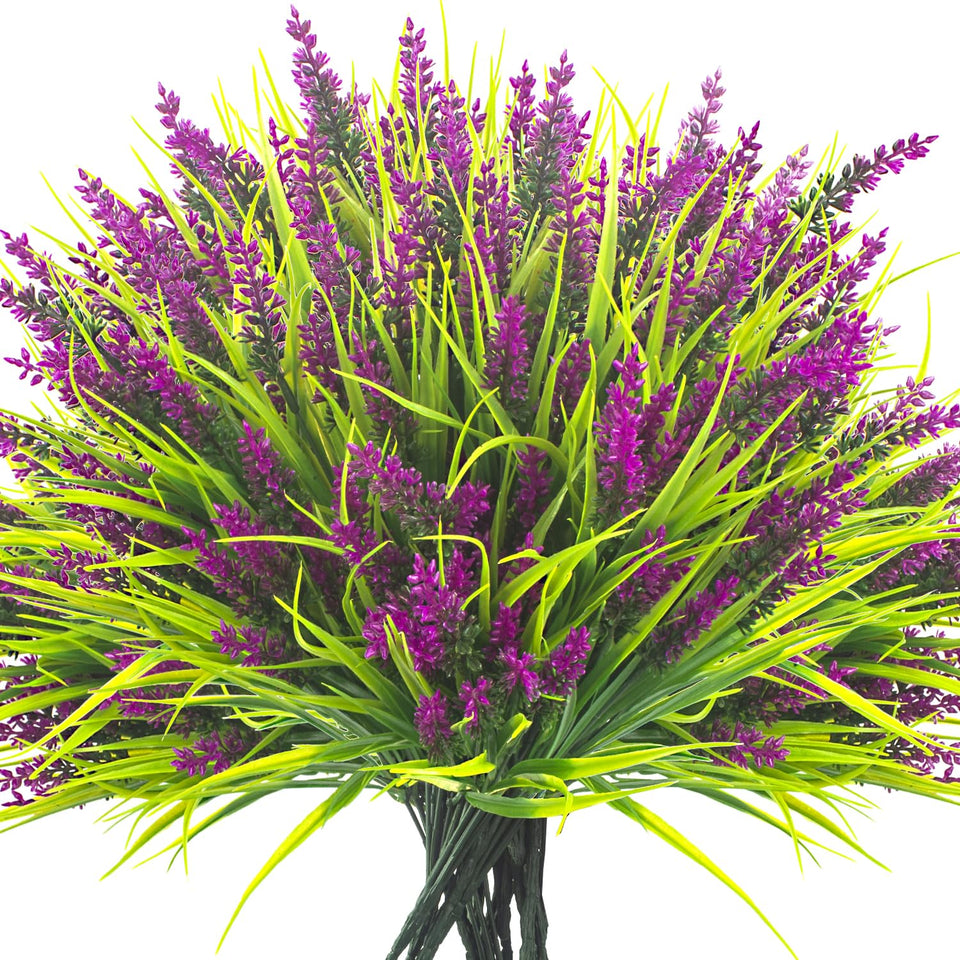 Grunyia 20 bundles monkey grass with fuchsia flowers; creates durable centerpiece with lasting color