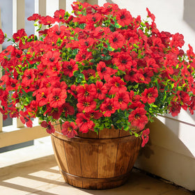 Grunyia 20-pack outdoor artificial flowers on stakes for easy installation.