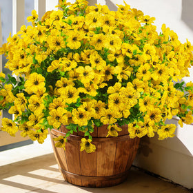 Grunyia 20 bundles outdoor artificial flowers with lasting color for yellow blooms
