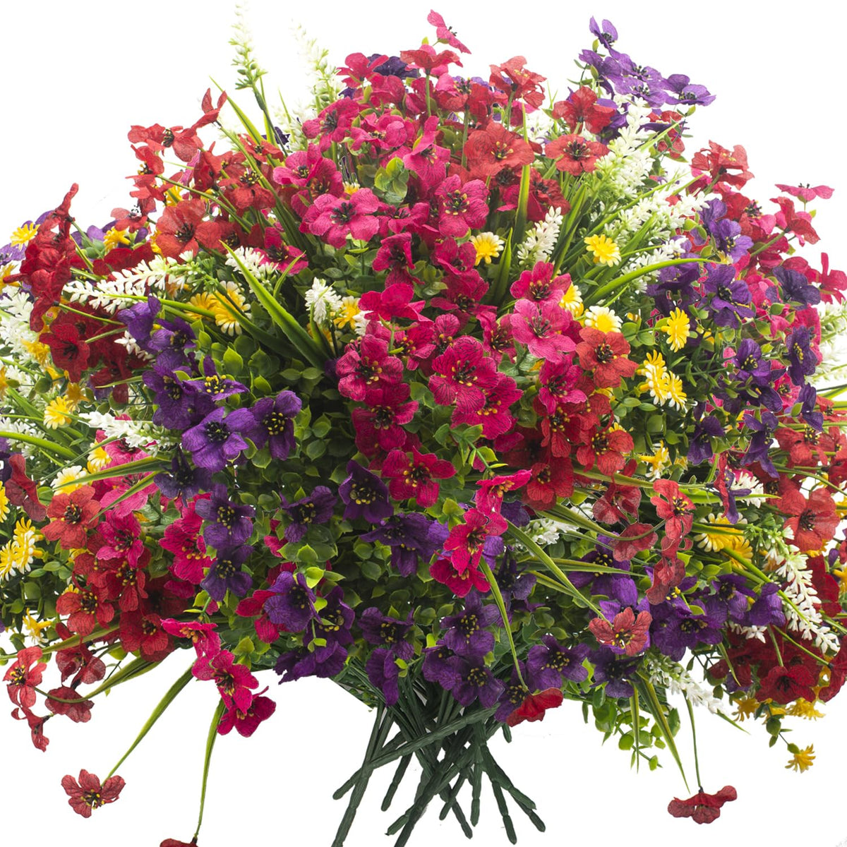 Grunyia 20-bundles outdoor flowers offer a realistic, no-fade look for garden borders.
