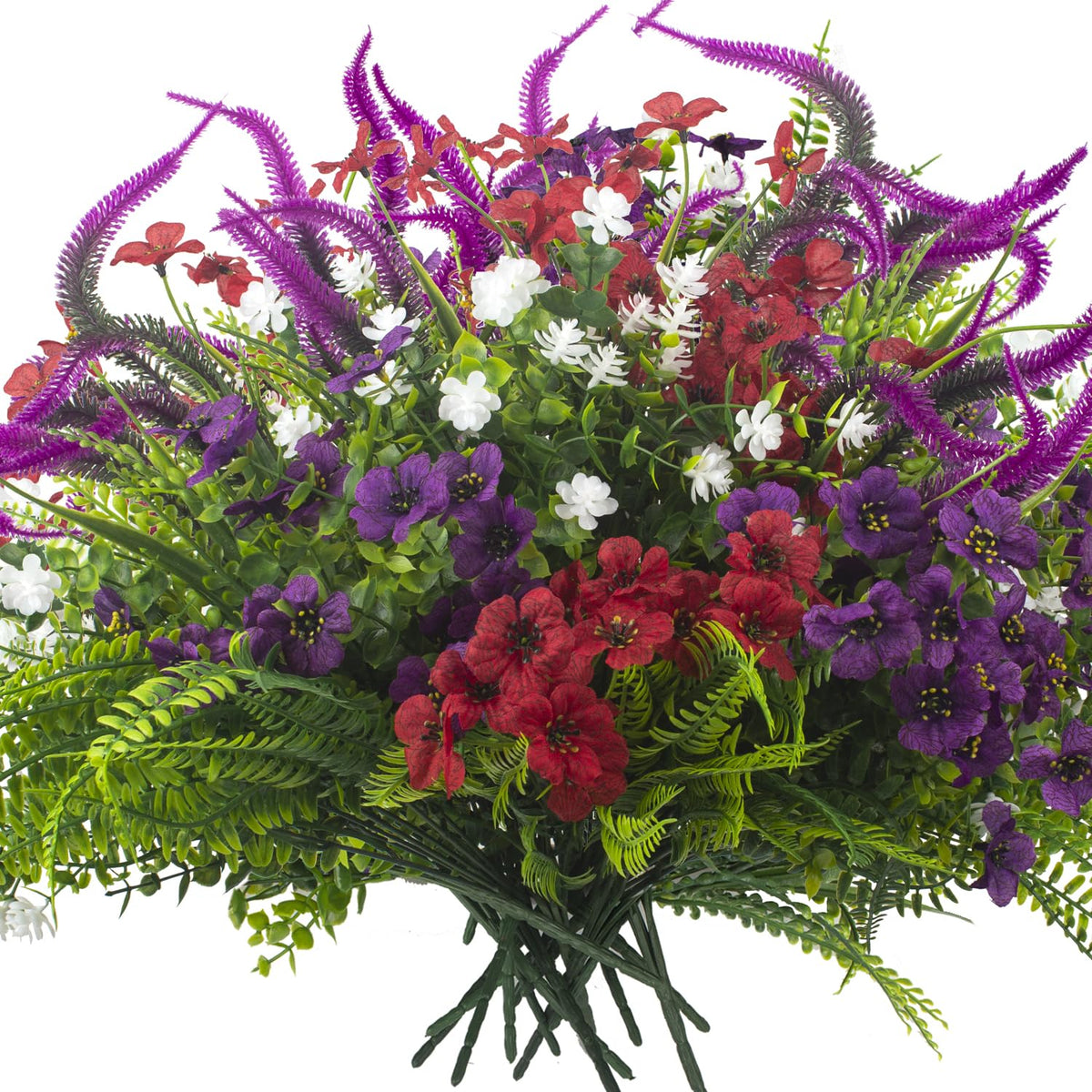 Grunyia 20Pcs outdoor artificial flowers showing UV resistance and color durability for year-round use.