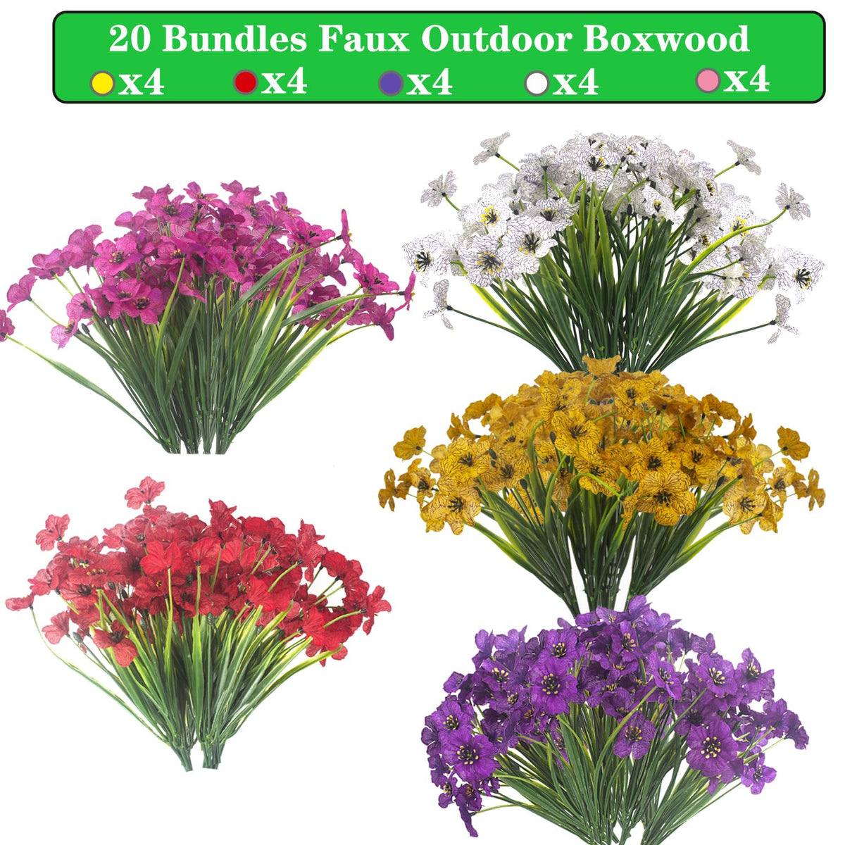 Grunyia 24-piece artificial flowers set for wedding and party decor