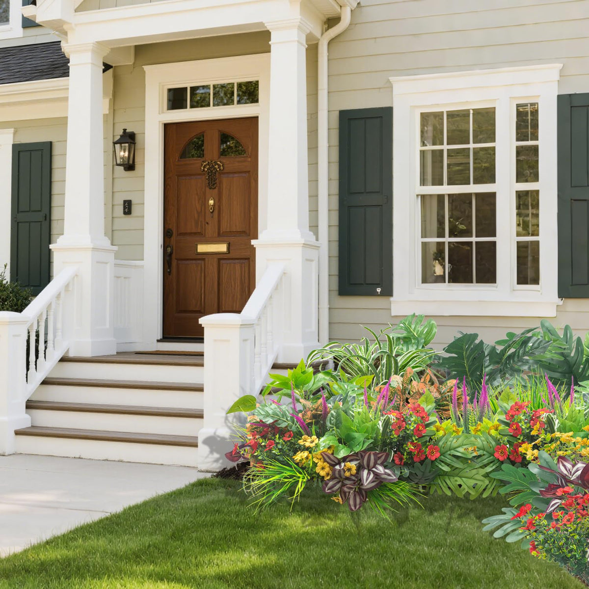 Grunyia all-weather durability survives sun and rain for patios and gardens.