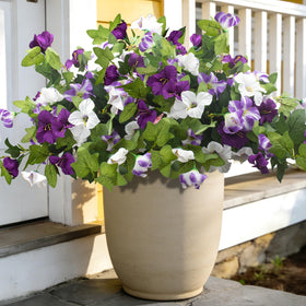Grunyia artificial petunia bloom closeup with silk petals for lasting outdoor color