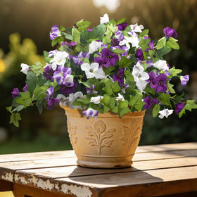 Grunyia artificial petunia patio border with weather-ready color