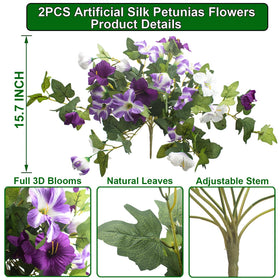 Grunyia artificial petunia display on porch with UV-resistant blooms