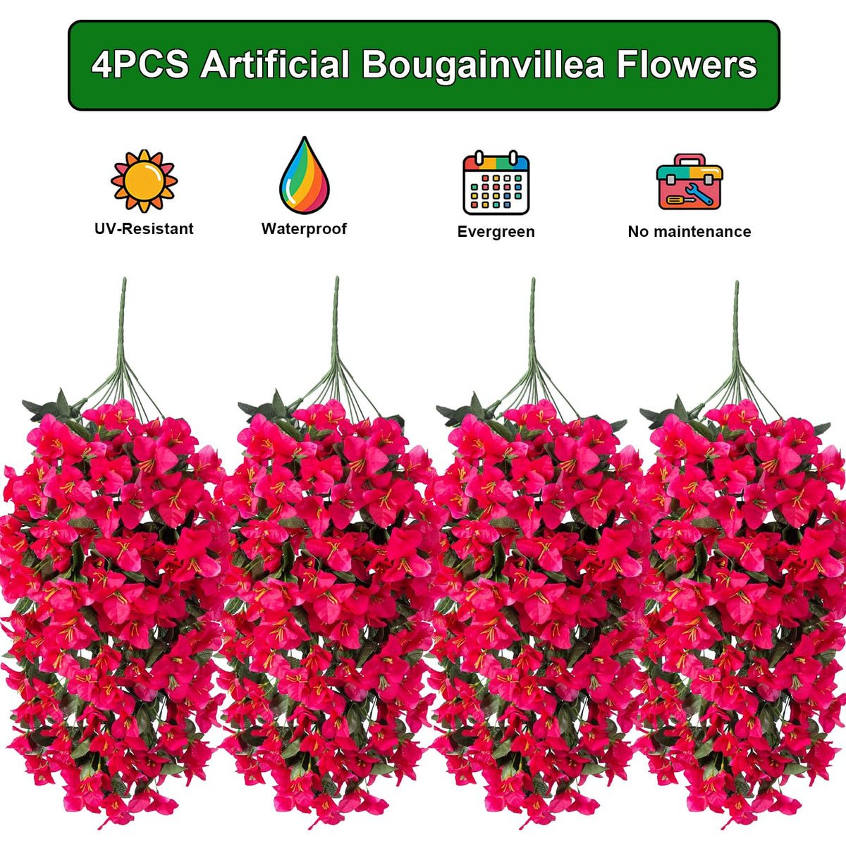 Grunyia Bougainvillea rose-red trailing strands for wedding arches.