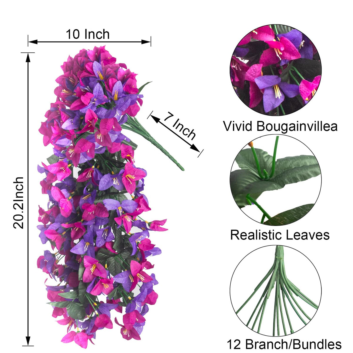 Grunyia Bougainvillea silk petals close up showing realistic texture for indoor display