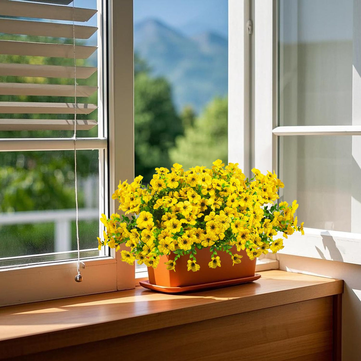 Grunyia yellow faux silk daisies bundle for planters