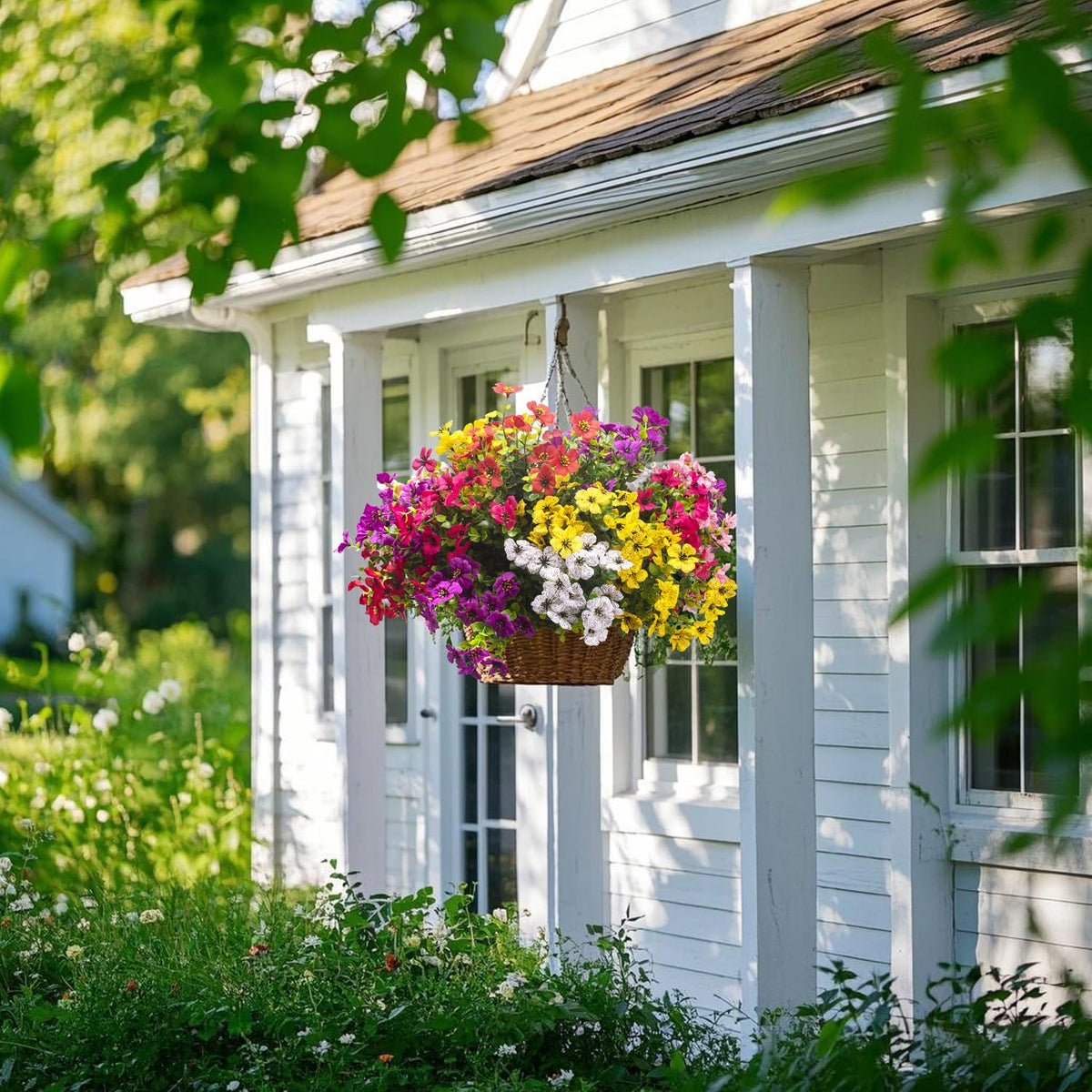 Grunyia daisy window box arrangement brings vibrant color with minimal upkeep.