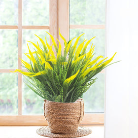 Grunyia fake flowers with seven yellow stems stay vibrant year-round.
