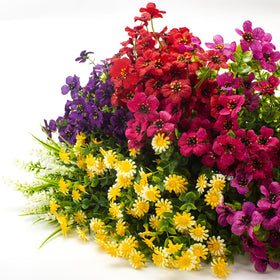 Grunyia faux plants are easy to install in pots, beds, or hanging baskets.