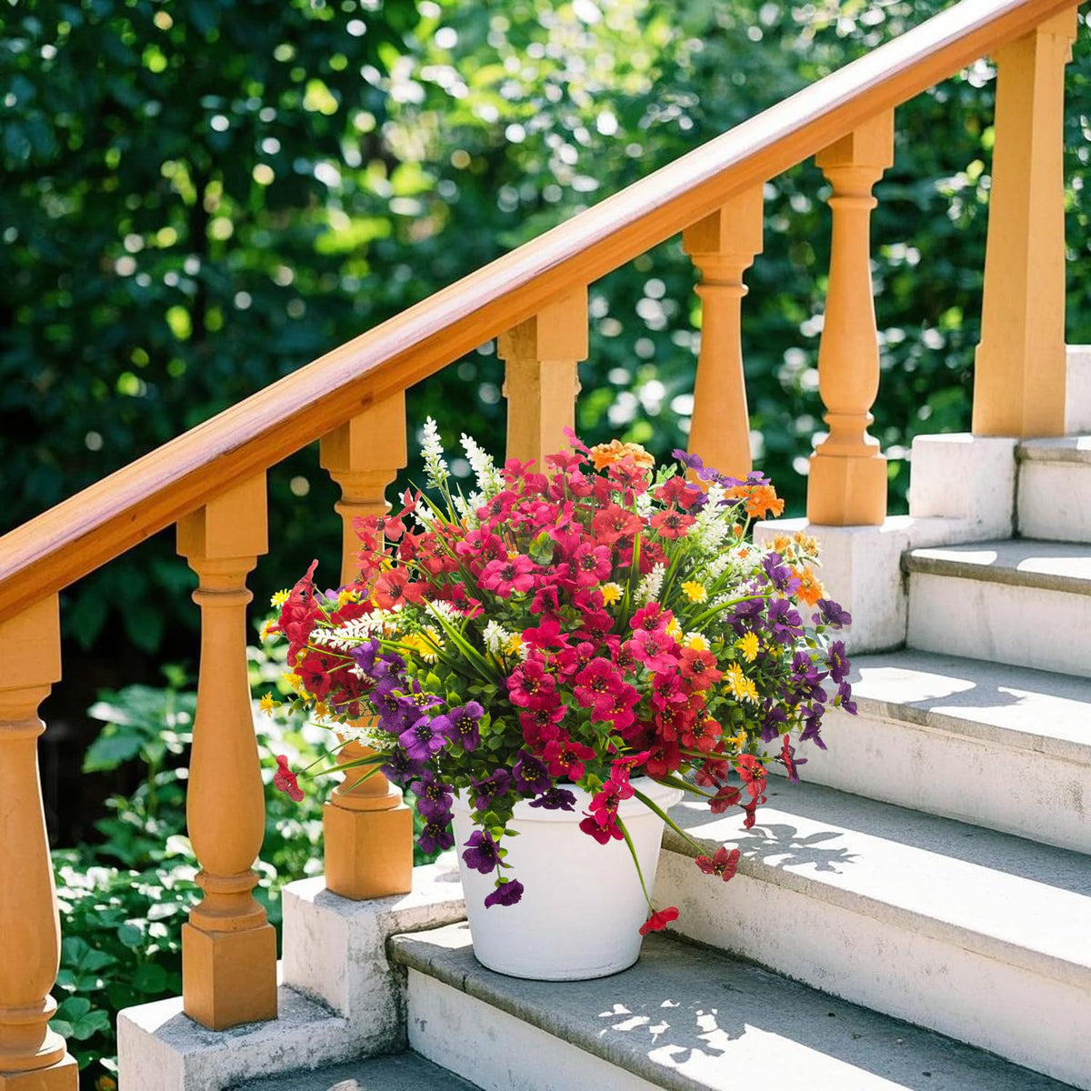 Grunyia artificial flowers remain pristine year after year without watering or pruning.