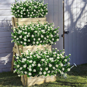Grunyia artificial shrub with seven stems adds lush greenery to gardens and entryways