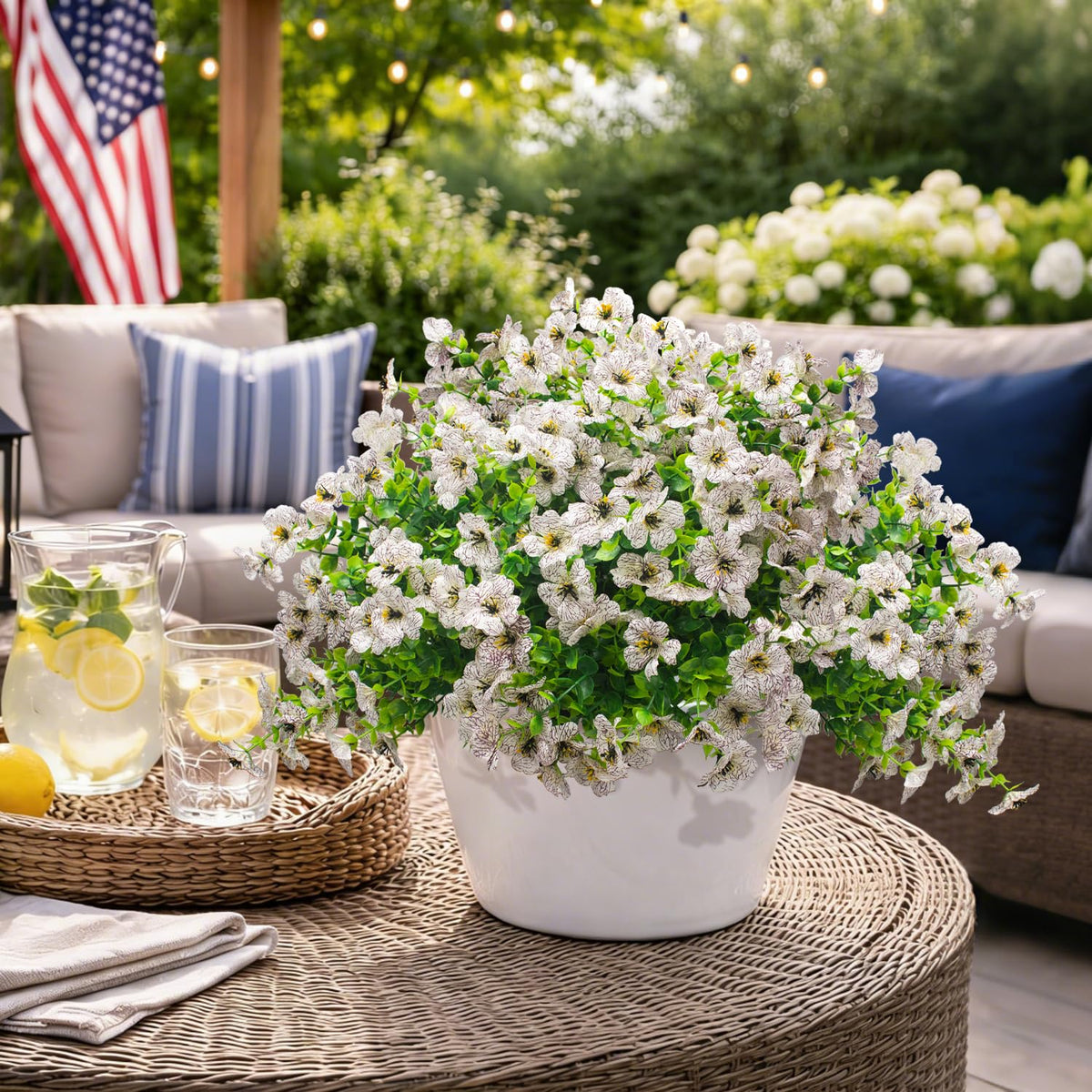 Grunyia hanging planter blooms elevate porch or balcony décor