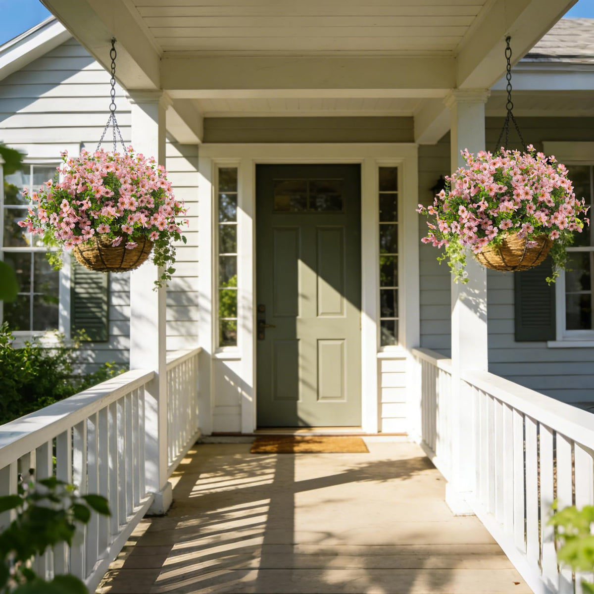 Grunyia hanging planter flowers create inviting outdoor spaces.