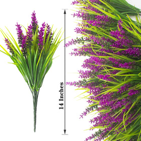 Grunyia faux monkey grass close-up; vibrant purples imitate real blooms for weddings