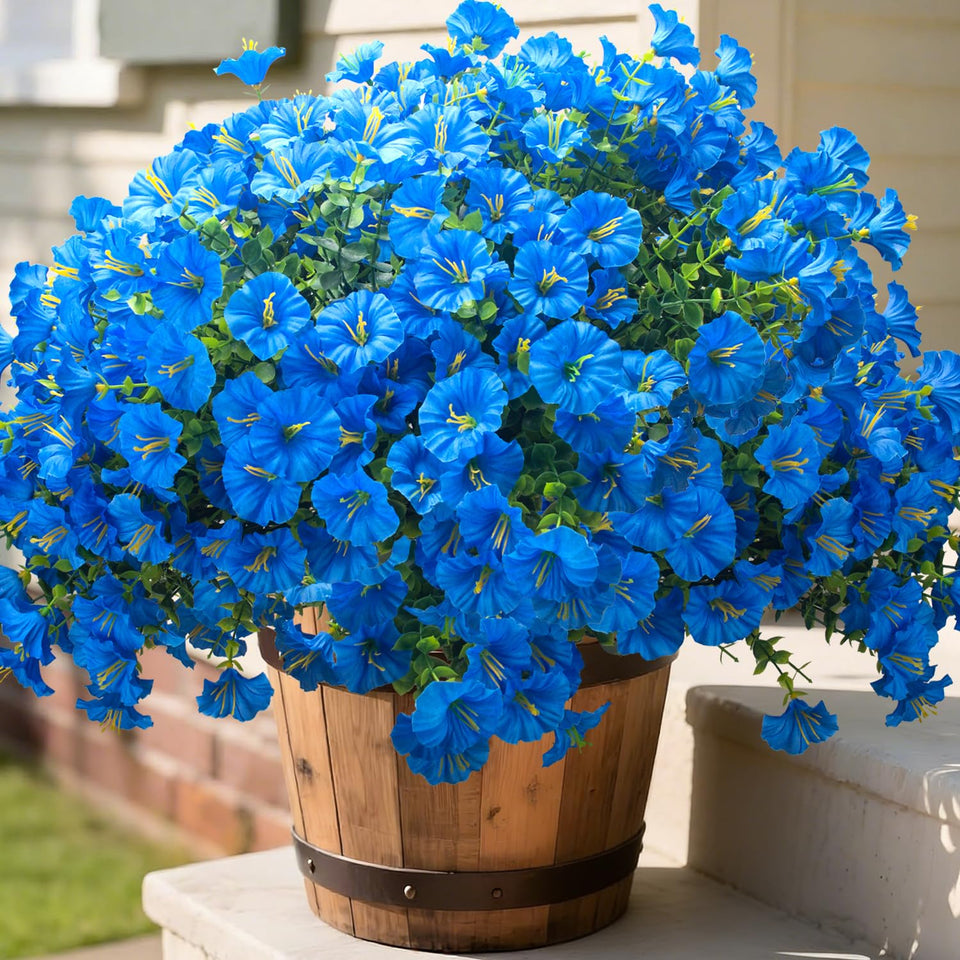 Grunyia blue morning glory bundles with eucalyptus for outdoor decor