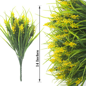 Grunyia artificial monkey grass arrangement with yellow blossoms enhances weddings and events.