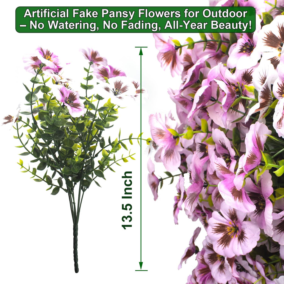 Grunyia pansy flowers white and pink close-up showing lifelike petals for natural feel.
