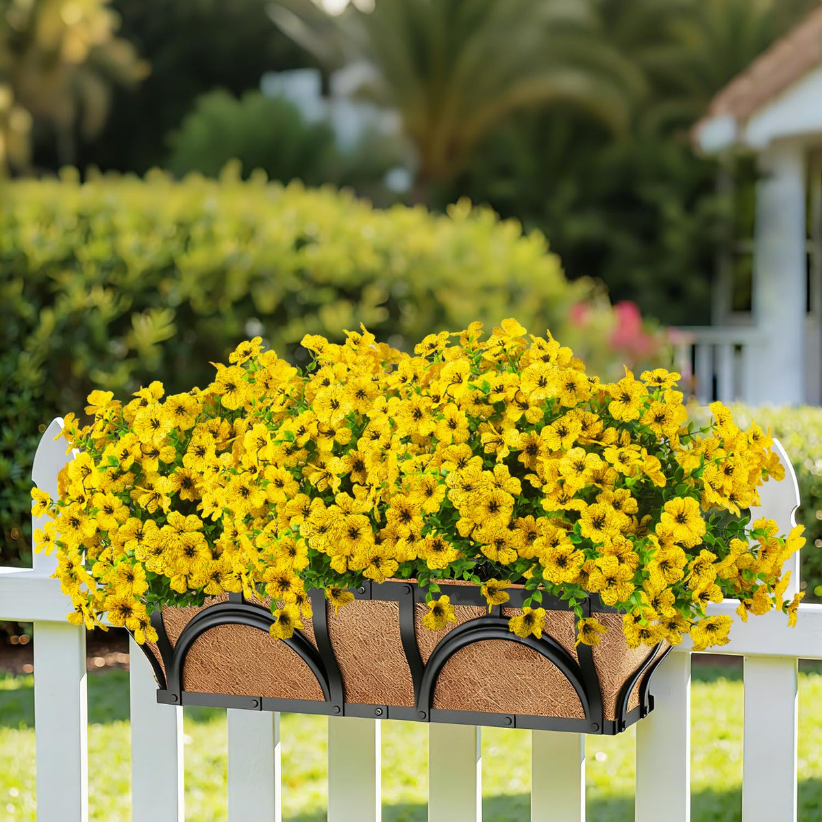 Grunyia porch decor with outdoor artificial flowers adds instant charm