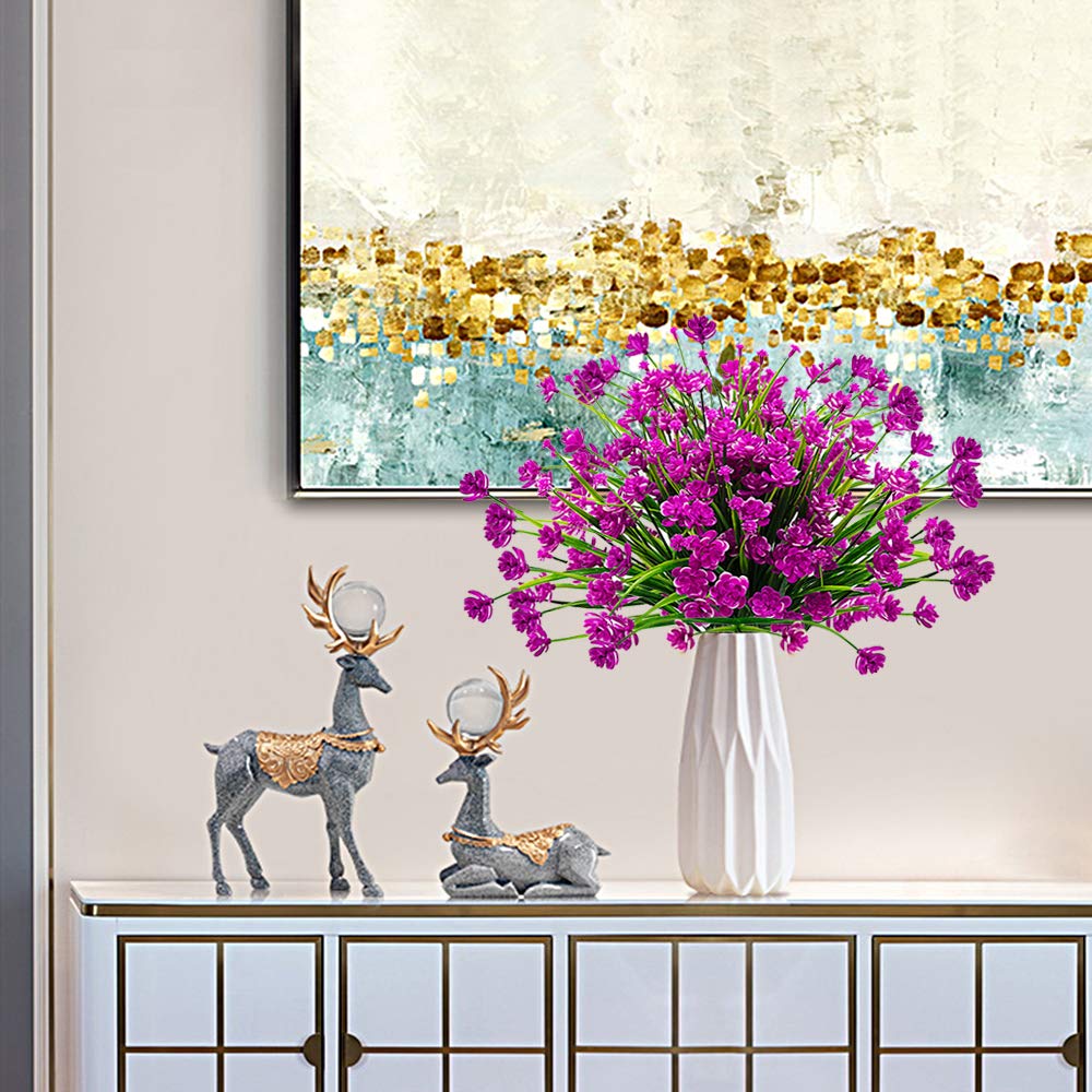Grunyia purple artificial flowers in a hanging planter for vibrant display.