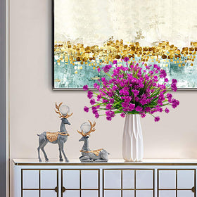 Grunyia purple artificial flowers in a hanging planter for vibrant display.