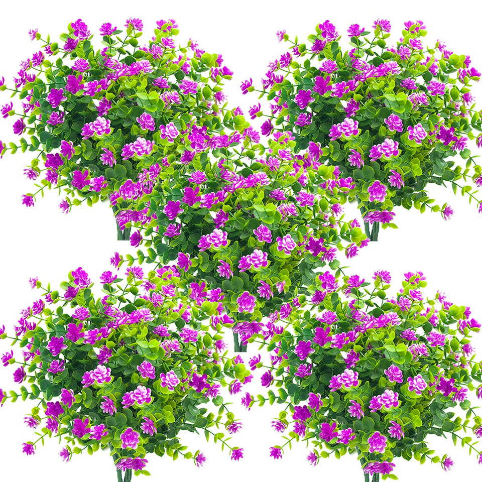 Grunyia purple eucalyptus artificial flowers for outdoor use with realistic petals.