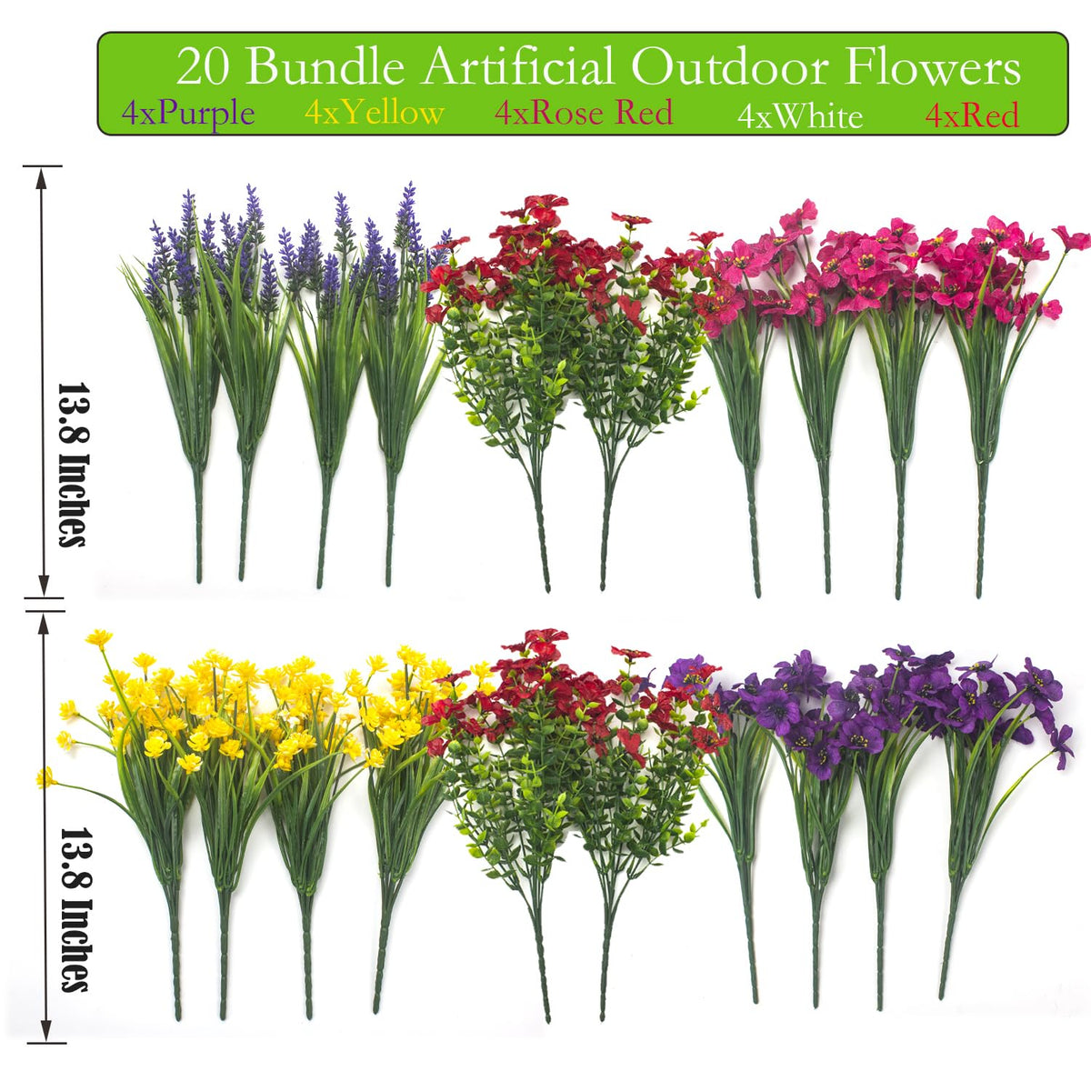 Grunyia realistic faux greenery with rust-proof stems for porch and garden setups.