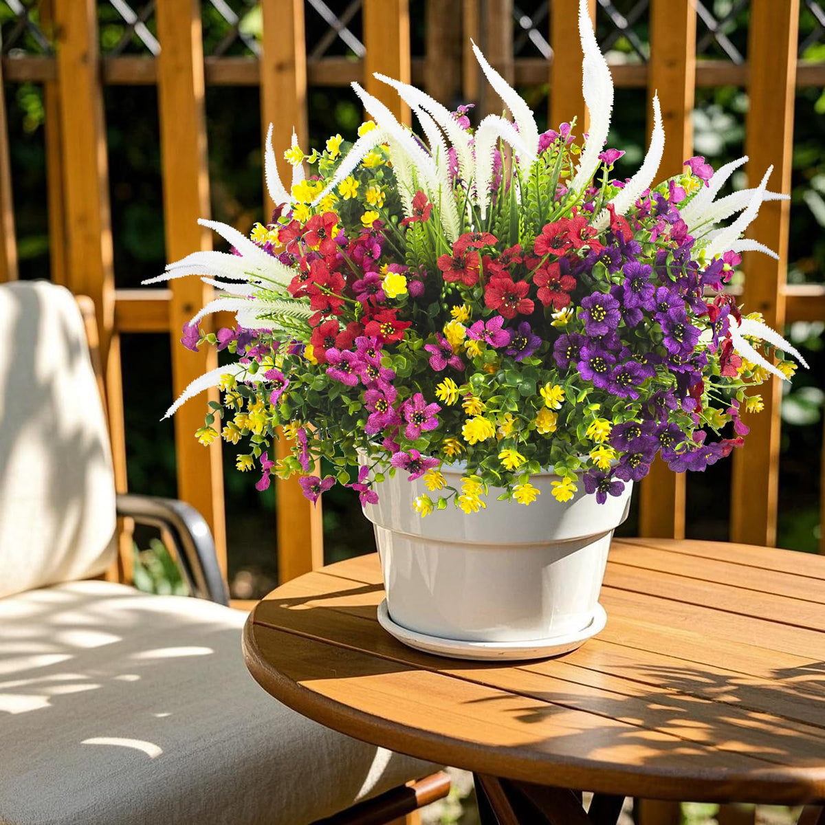 Grunyia weatherproof artificial-plants withstand sun and rain in any climate.
