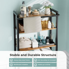 GRUSIGN anti-tip kit and non-slip feet provide stable bathroom setup.