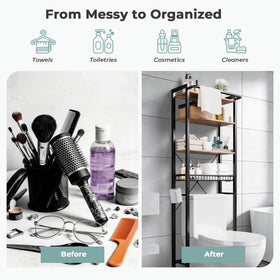 GRUSIGN built-in towel bar and toilet paper holder for convenient reach.