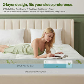 GRUSIGN queen topper bamboo viscose cover texture for breathable sleep.