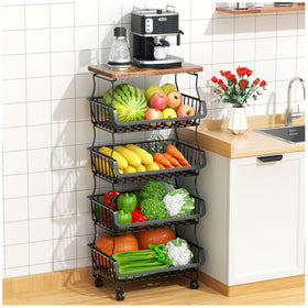 Gsiekare wood-top fruit basket keeps produce accessible and dust-free in the kitchen