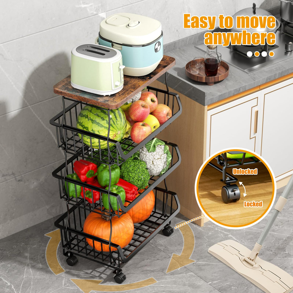 Gsiekare space-saving kitchen organizer helps declutter countertops and cabinets