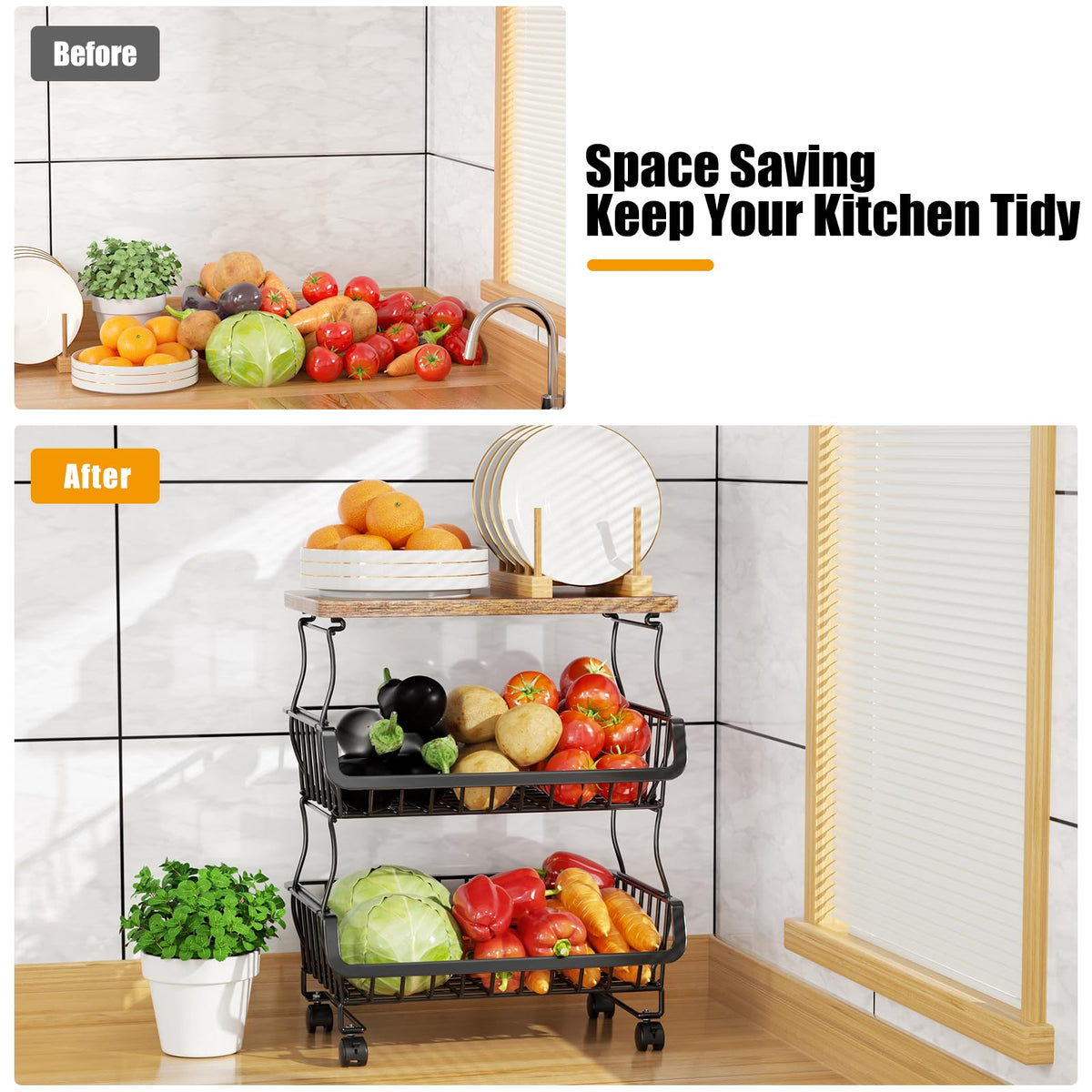 Gsiekare sturdy metal wire construction provides lasting support for groceries and pantry items
