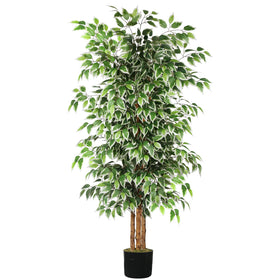GTIDEA 6ft ficus tree with natural trunk for year-round indoor greenery.