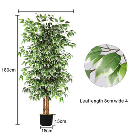 GTIDEA faux ficus dense leaves close-up highlighting vibrant decor.