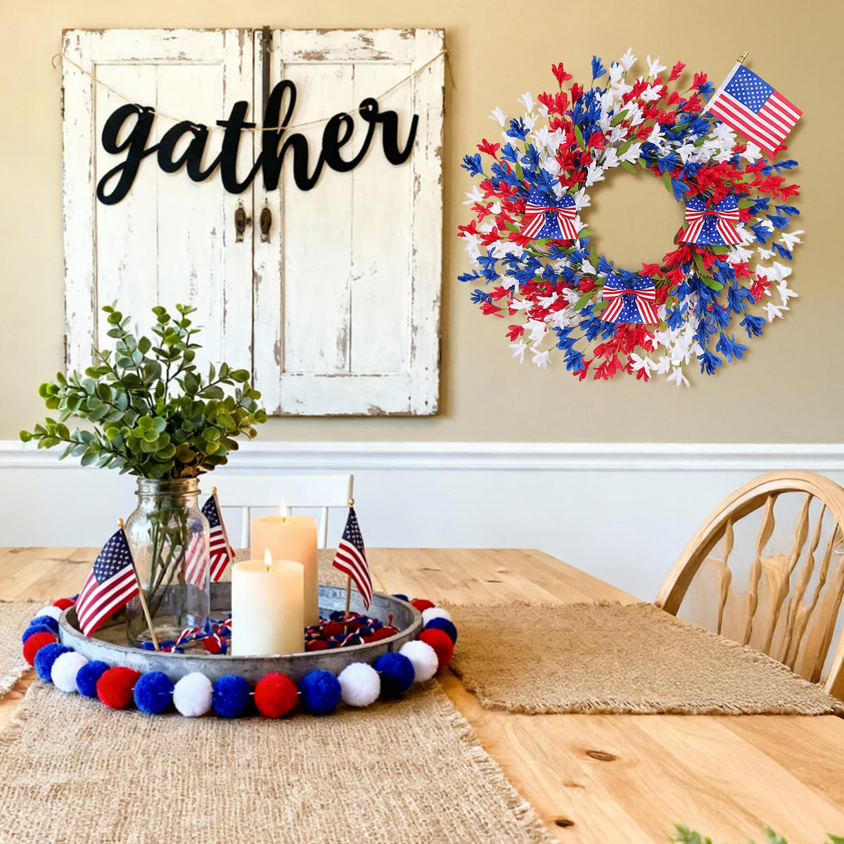 GTIDEA flag bowknot accents create a striking patriotic focal point.