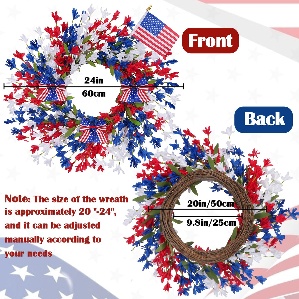 GTIDEA Forsythia blooms in red, white, and blue for festive decor.