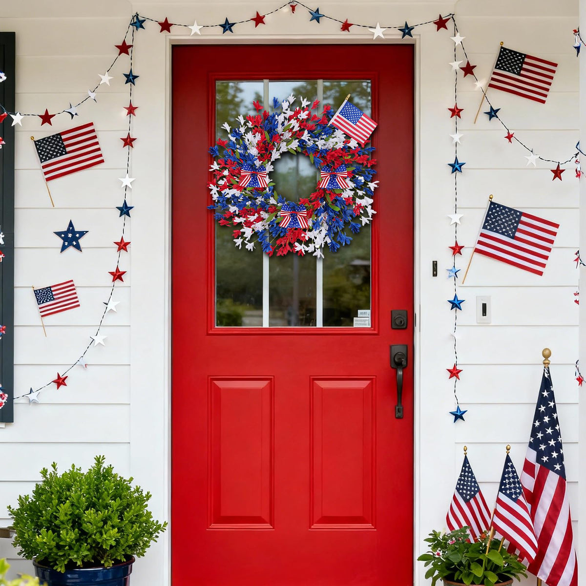 GTIDEA red-white-blue color palette suits Independence Day celebrations.