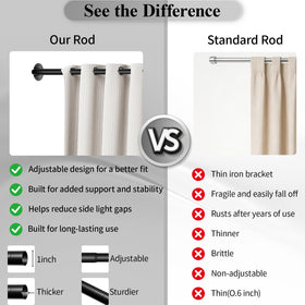 GTJ adjustable curtain rod from 34-95 inches fits multiple windows.