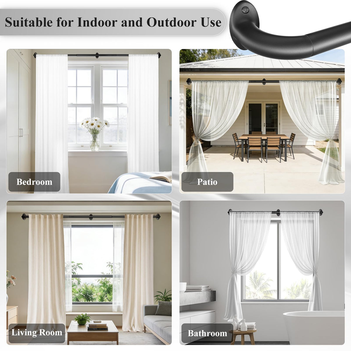 GTJ wrap-around rod enhances room darkness and frames windows.