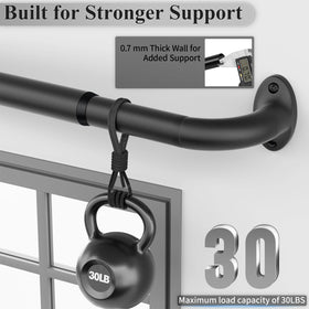 GTJ heavy-duty blackout curtain rod in matte black finish for modern interiors.