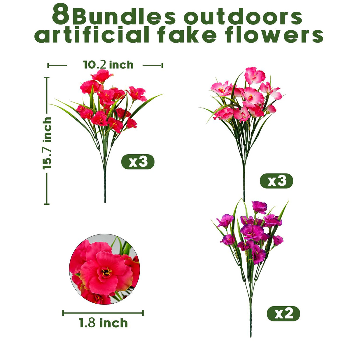 Guagb artificial hibiscus purple-red blend for garden planters.