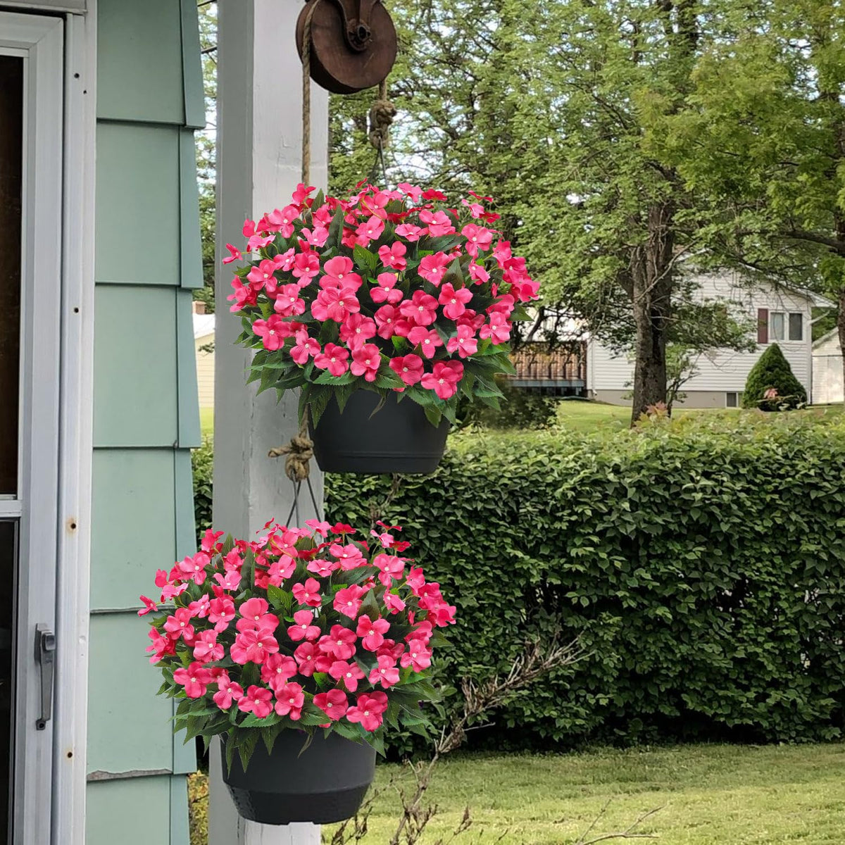 Guagb outdoor impatiens rose red rainproof blooms for outdoors.