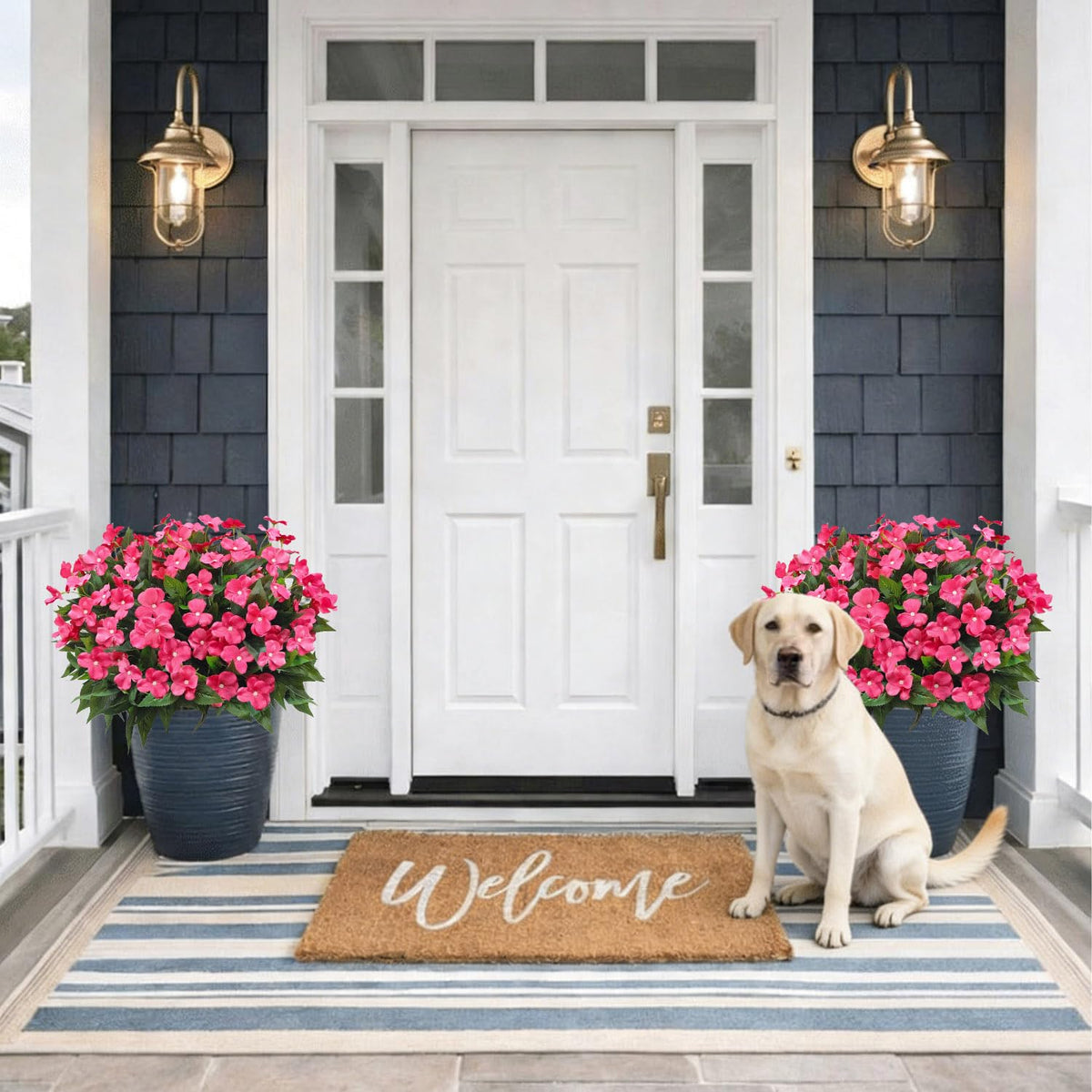 Guagb outdoor impatiens rose red vibrant foliage enhances balcony spaces.