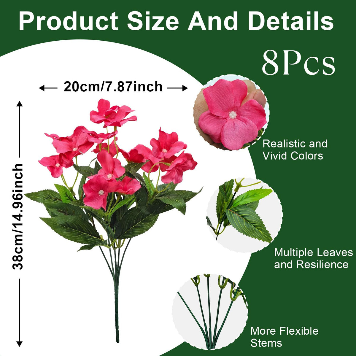 Guagb outdoor impatiens rose red in window box scene with color.