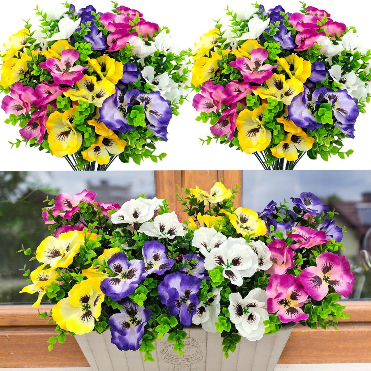 Guagb pansies outdoor flowers bundle features 13.8 inch height for vibrant garden accents.