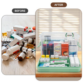 guaiboshi 15QT clear medicine organizer handle and secure clasp for portable transport